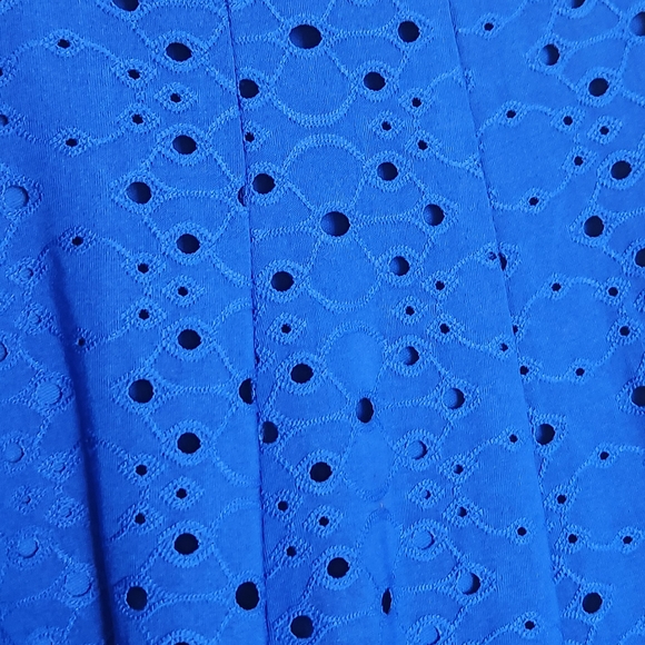 Chic Blue Eyelet Midi Dress - Picture 2 of 6